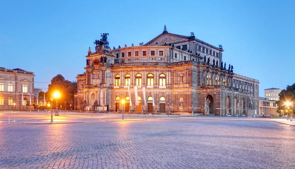 Geceleri Dresden Bina Semperoper Opera — Stok fotoğraf
