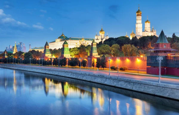 Rússia Moscovo Cidade Noite Com Kremlin — Fotografia de Stock