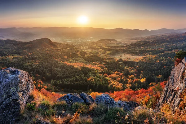 Herbstpanorama Des Sonnenaufgangs Vom Gipfel Slowakei Handlova — Stockfoto