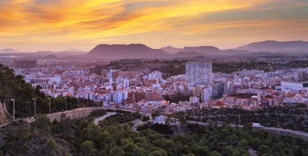 Skyline Alicante Por Noche España Ciudad — Foto de Stock