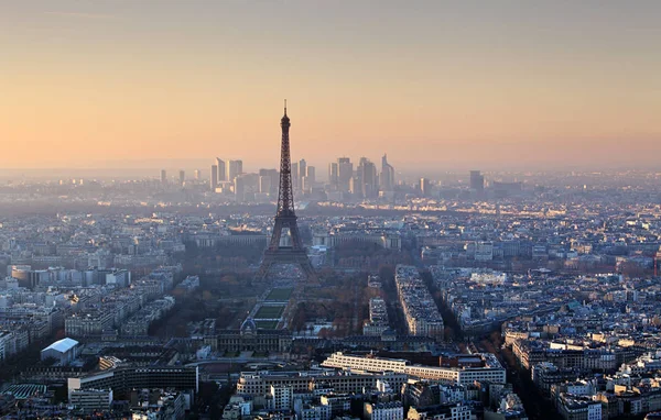 Eiffeltornet Paris Vid Solnedgången Stadsbild — Stockfoto