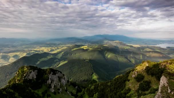Time Lapse Valle Montaña Durante Amanecer Paisaje Natural Verano Eslovaquia — Vídeo de stock