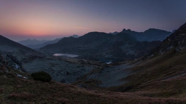 Upływ Czasu Górskiego Krajobrazu Lato Tatrach Wschodzie Słońca Słowacji — Wideo stockowe