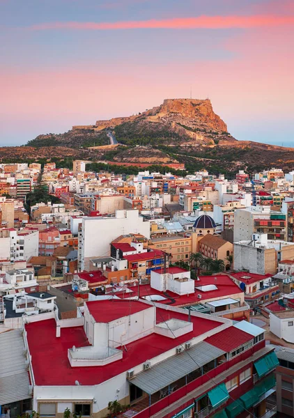 Santa Barbara Kale Dağı Benacantil Üzerinde Görünümünü Alicante Spanya — Stok fotoğraf