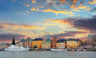 Stockholm, İsveç - Old Town, Gamla Stan Panoraması