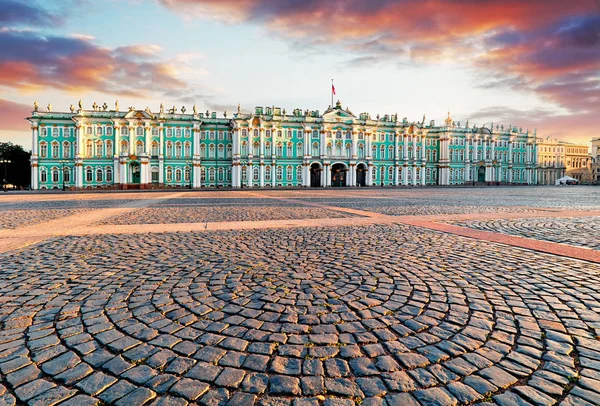 Saint Petersburg Görünümünü Kış Saray Meydanı Hermitage Rusya Panoraması — Stok fotoğraf
