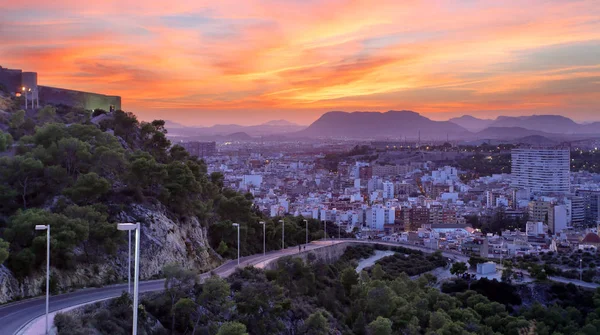 Espagne Alicante Est Ville Méditerranéenne Horizon Nuit — Photo