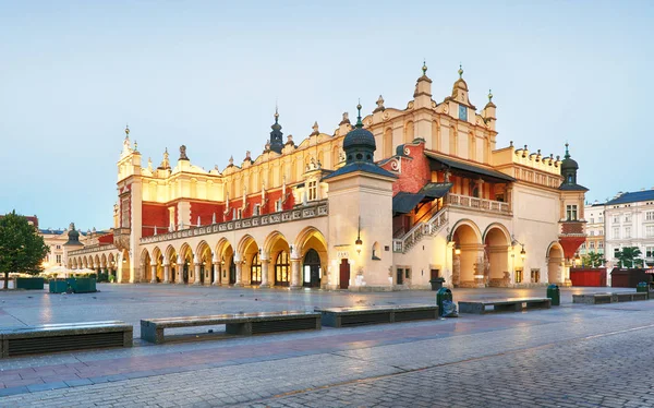 Krakau Sukiennice Buidning Met Raadhuis Achtergrond — Stockfoto