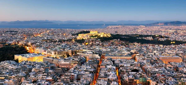 Grecia Skyline Atene Con Acropoli Notte — Foto Stock