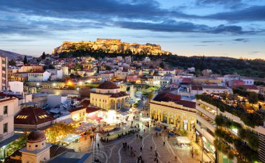 Atina - Akropol gece, Yunanistan