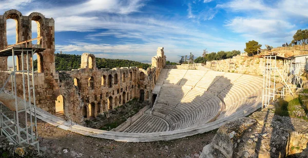 Starożytny Teatr Letni Dzień Akropolu Grecja Athnes — Zdjęcie stockowe