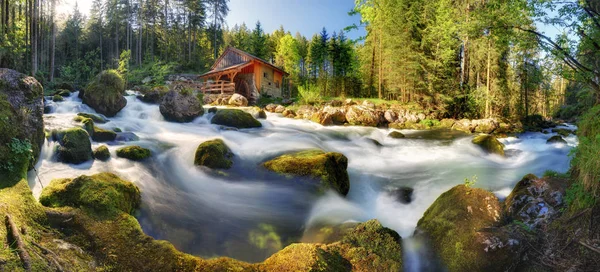 Avusturya Yatay Şelale Salzburg Golling Alps Yakınındaki Watermill — Stok fotoğraf