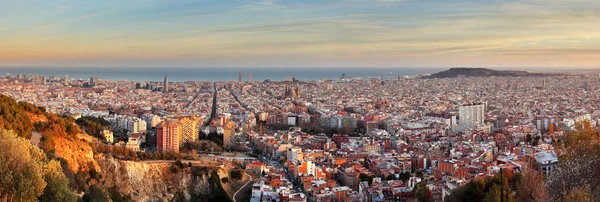 Barcelona Panorama Při Západu Slunce — Stock fotografie