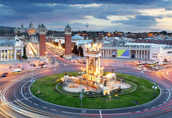 Luchtfoto Uitzicht Plaça Espanya Montjuic Hill Met Nationaal Kunstmuseum Van — Stockfoto