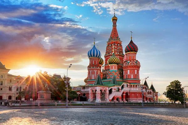 Zonnige Herfst Ochtend Basil Cathedral Het Rode Plein Moskou Rusland — Stockfoto
