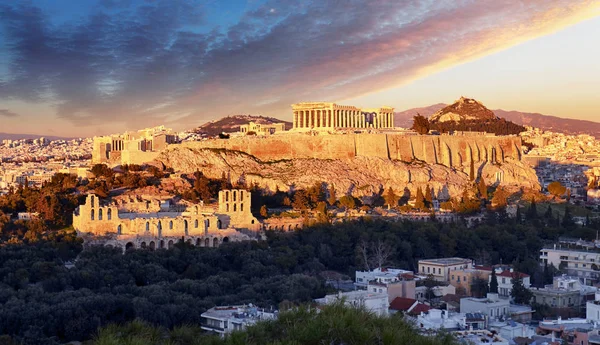 De Akropolis van Athene, Griekenland, met de Parthenon Tempel — Stockfoto