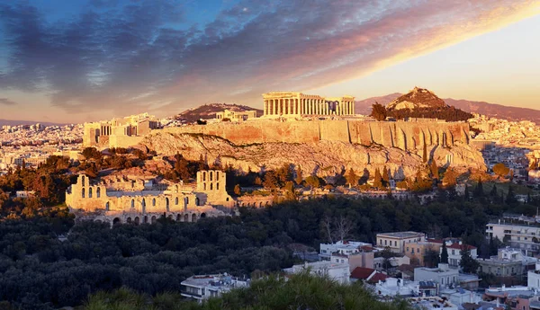 Atina Akropolü, Yunanistan, Parthenon Tapınağı ile — Stok fotoğraf