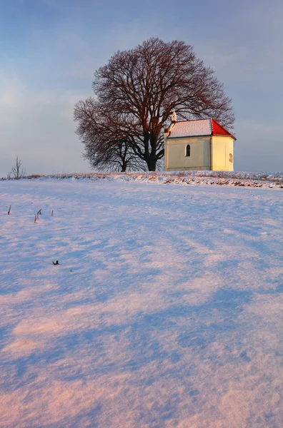 Şapel, Slovakya ile kırsal karda ile kış — Stok fotoğraf