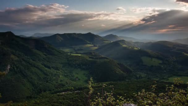 Panorama Jara Hory Lesem Při Západu Slunce Slovensko Časová Prodleva — Stock video