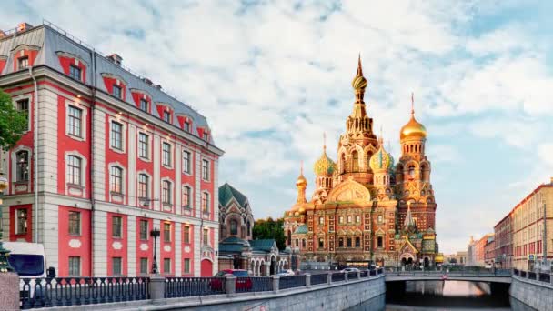 Petersburg Kyrkan Frälsare Spilled Blod Ryssland Tidsinställd — Stockvideo