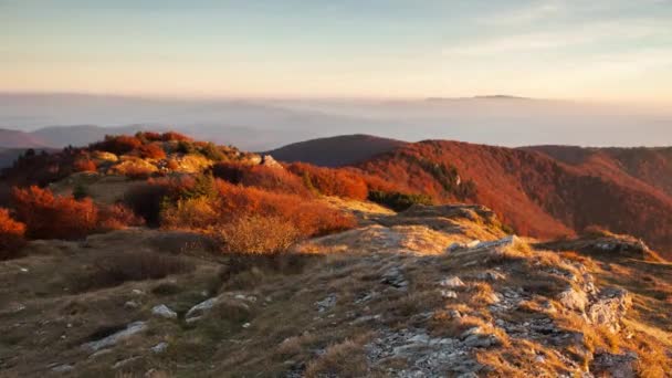Sonbahar Slovakya Zaman Atlamalı Klak Zirvesinde Yolundan Ile Dağ Panorama — Stok video