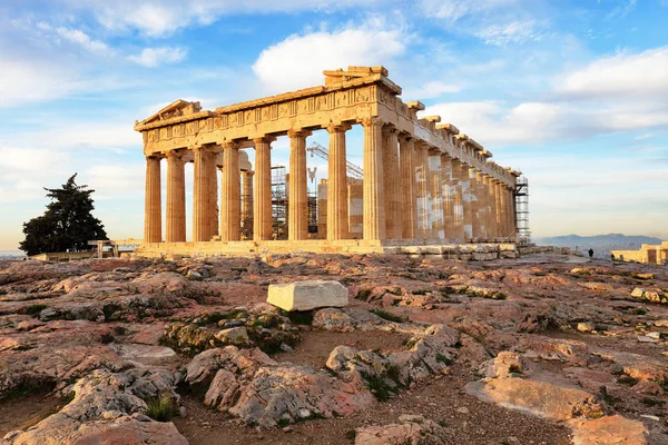 Atene - Partenone sull'Acropoli all'alba in Grecia — Foto Stock