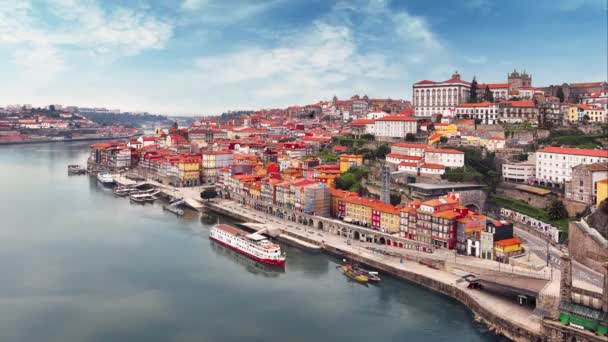 Αστικό Τοπίο Της Παλιάς Πόλης Του Porto Πόρτο Πορτογαλία Χρόνος — Αρχείο Βίντεο