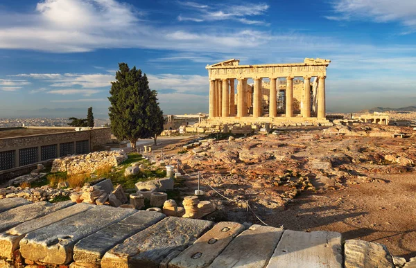 Atene - Partenone sull'Acropoli all'alba in Grecia — Foto Stock