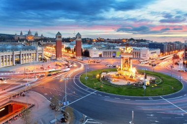 Barcelona - Espana Meydanı gece, İspanya