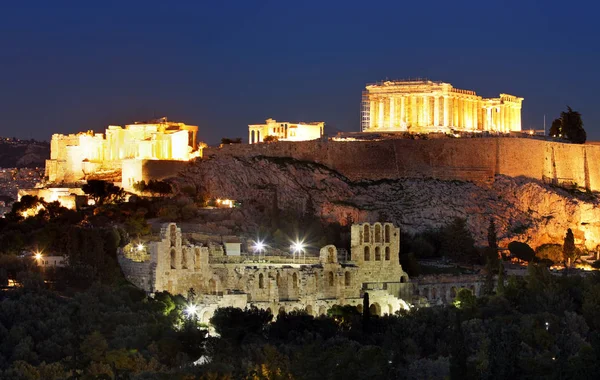 Athen - Akropolis bei Nacht, Griechenland — Stockfoto