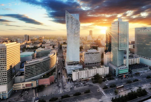 Sunset panorama Warszawy, stolicy Polski, Europy — Zdjęcie stockowe