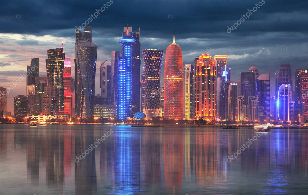 Doha skyline, Qatar at night