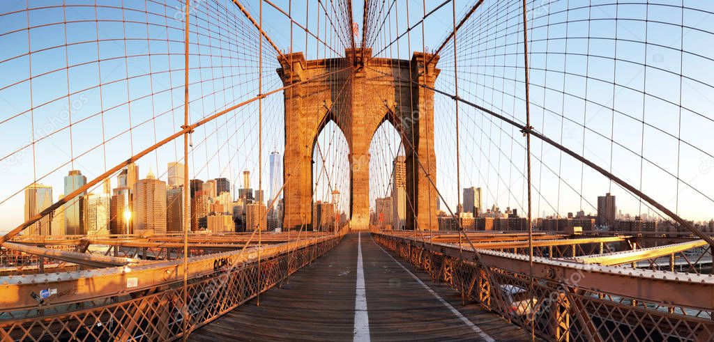 New York City with brooklyn bridge, Lower Manhattan, USA