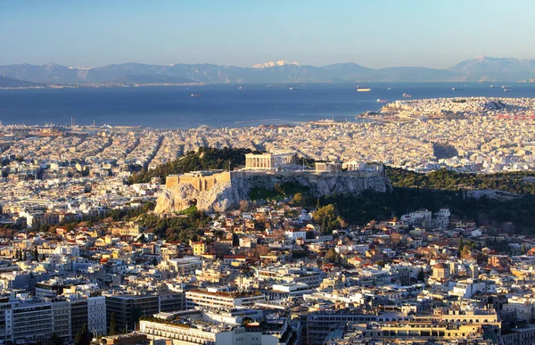 Grecia Skyline Atene con acropoli — Foto Stock