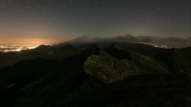 Gece zaman atlamalı, Samanyolu Tatras dağ manzarası Polonya üzerinden