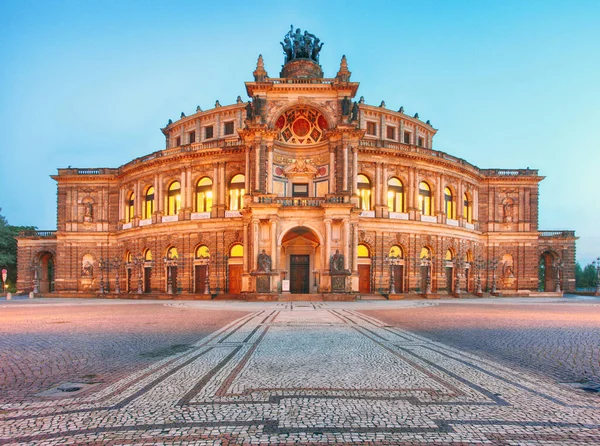 Dresde Semperoper Allemagne Nuit — Photo