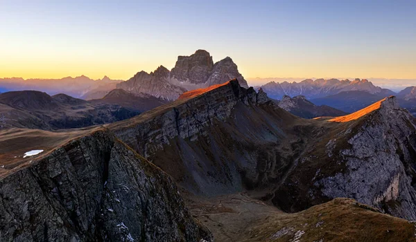 Bergpanorama Bij Zonsopgang Herfst Dolomieten Italië Pelmo — Stockfoto