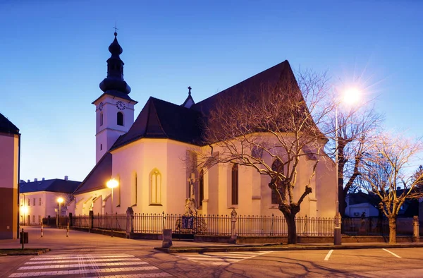 Kostel Slovensku Město Pezinok Noci — Stock fotografie