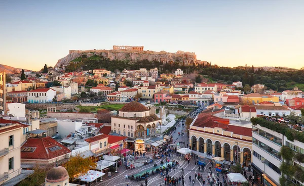 Atenas Grécia Praça Monastiraki Antiga Acrópole — Fotografia de Stock