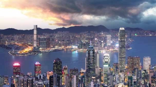 Lever Soleil Dramatique Hong Kong Chine Horizon Panoramique Time Lapse — Video