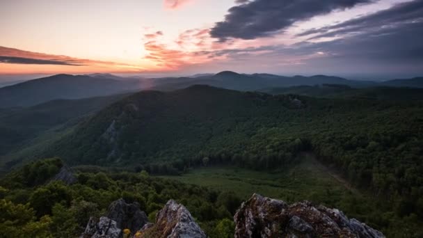 Lapso Tiempo Eslovaquia Vysoka Colina Espectacular Amanecer Montaña Naturaleza Panorama — Vídeos de Stock