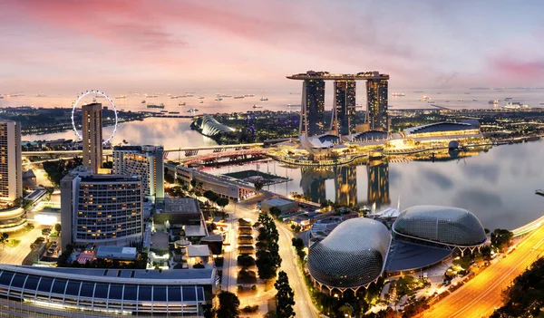 Singapore Skyline Uitzicht Wolkenkrabbers Marina Bay — Stockfoto