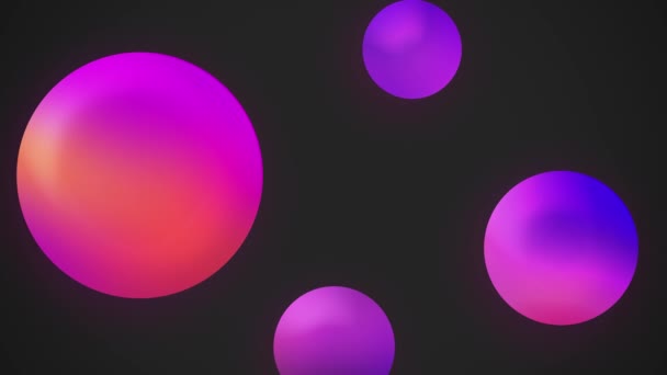 Abstrakte Animation Schwarzer Hintergrund Blasen Farbverlauf Fliegende Geometrische Objekte — Stockvideo