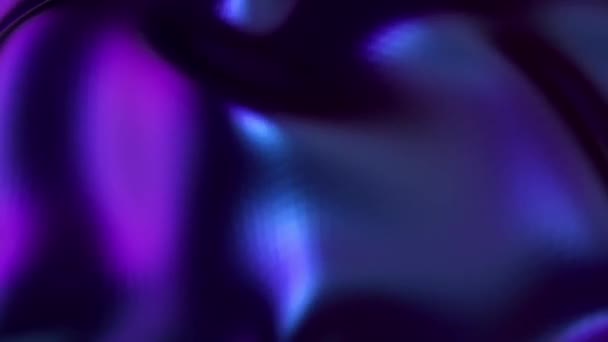 Looping Animation Einer Dunklen Holographischen Neon Folie Abstrakte Bunte Wellige — Stockvideo