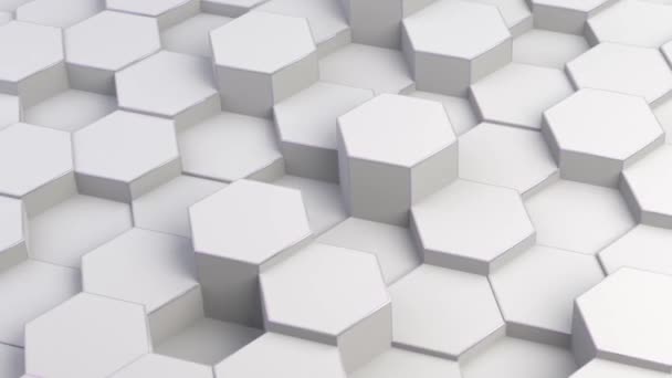 Abstrato Superfície Geométrica Hexágono Branco Limpo Textura Mínima Flutuação Aleatória — Vídeo de Stock