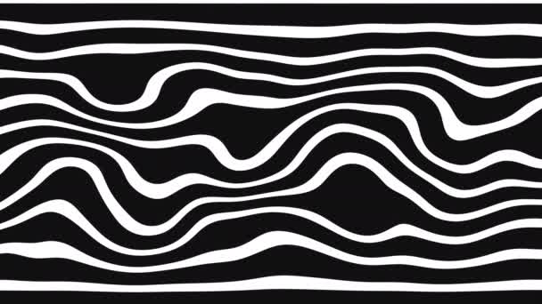 Forma Geométrica Abstracta Ilusión Óptica Rayada Blanco Negro Lazo Sin — Vídeos de Stock