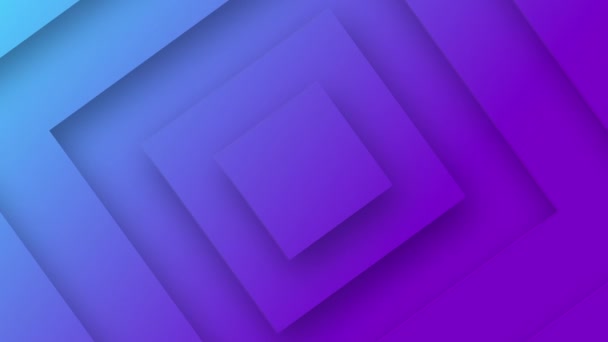 摘要彩色涂料的未来主义几何隧道 旋转的菱形 正方形 色彩斑斓的紫蓝渐变4K 现代最小设计 多彩的背景 — 图库视频影像