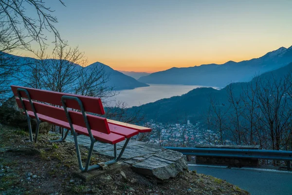 Banc Dessus Lac Majeur Tessin Suisse — Photo