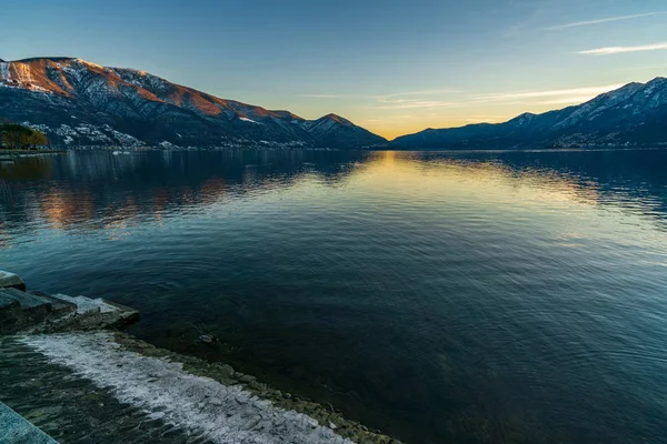 Vue Hivernale Lac Majeur Des Alpes Suisses Ascona — Photo