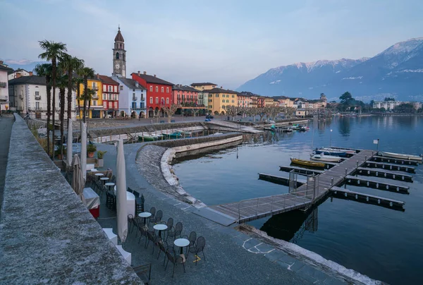 Ascona Centro Storico Porto Sul Lago Maggiore Svizzera Alpi Svizzere — Foto Stock